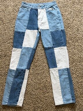 Classic Early 2000s PacSun Patchwork Tree Tone Denim Jeans